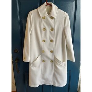 Misty Harbor Vintage Coat‎ 60s 70s Double Knit White Double Breasted Size 8P